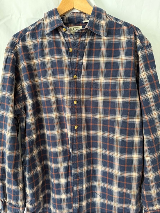 L.L. Bean Other - Vintage L.L. Bean Navy and Cream Plaid Heavy cotton Button-Down Shirt